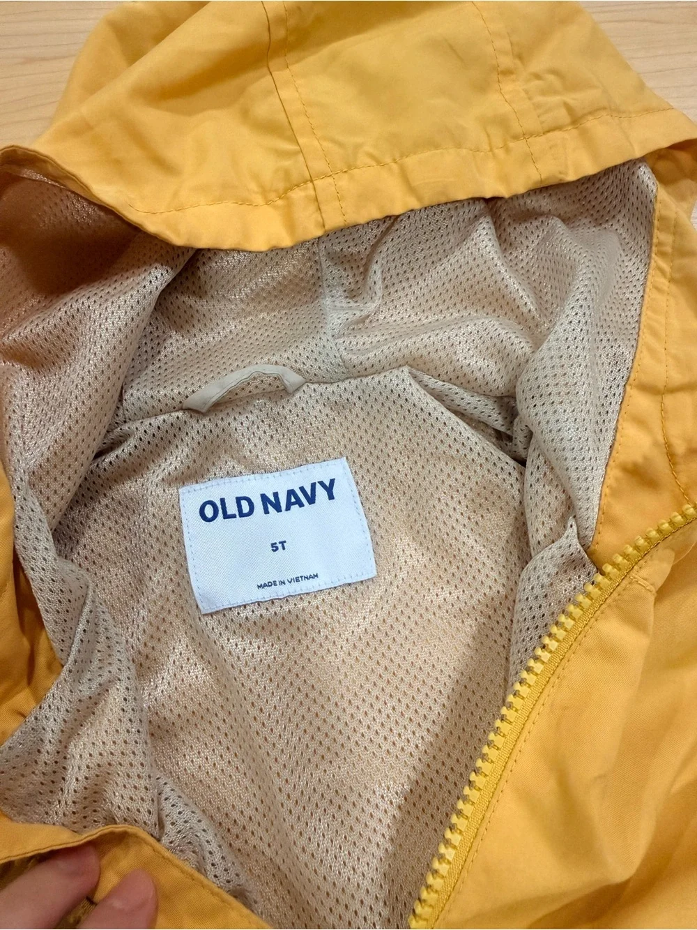Old Navy Yellow and Light Gray Hooded Windbreaker Jacket